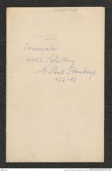 Nachlass Franz Steindachner, historischer Umschlag, Korrespondenz Hugo Schilling, Inv.Nr. 451.11, Seite 1